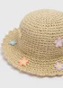 Girls Natural Floral Straw Hat (3-10yrs) - Age 7-10 Years Image 2