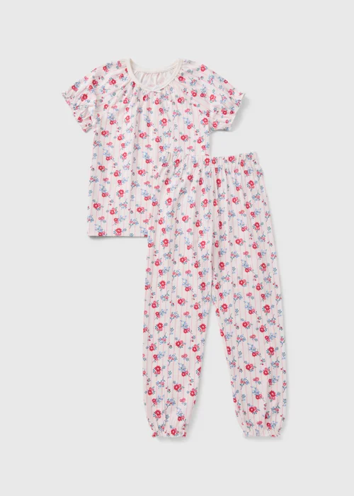 Girls Cream Floral Pyjama Set (1-13yrs) - 1 to 1 half years Image 1