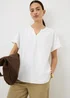 White Linen Rich Popover Short Sleeve Shirt - Size 8 Image 1
