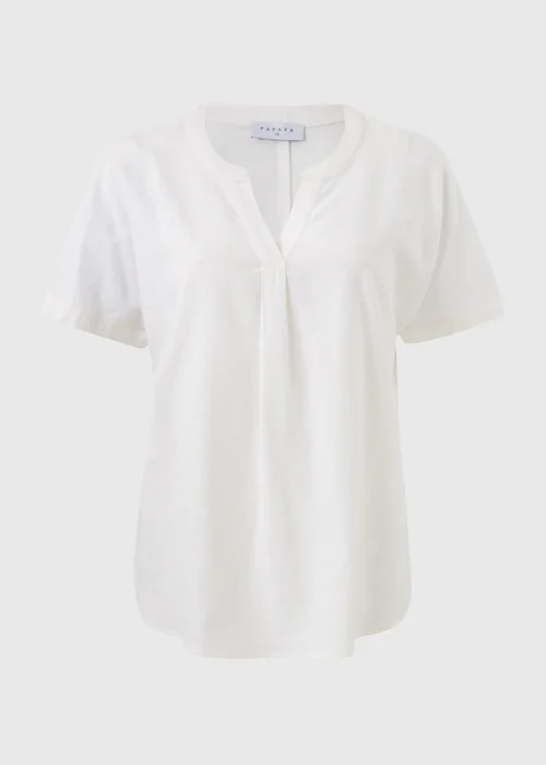 White Linen Rich Popover Short Sleeve Shirt - Size 8 Image 4