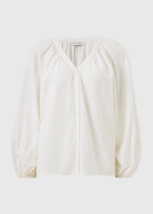 White Linen Rich Popover Shirt - Size 8 Image 2