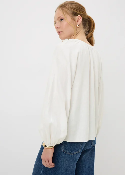 White Linen Rich Popover Shirt - Size 8 Image 1