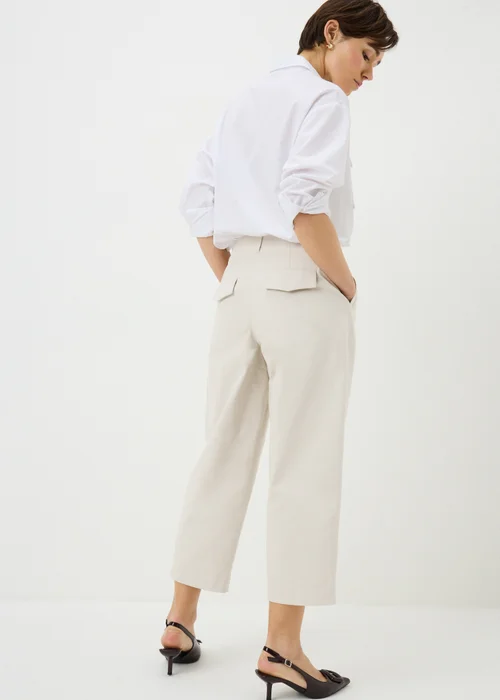 Taupe Culotte Barrel Trousers - Size 8 Image 3