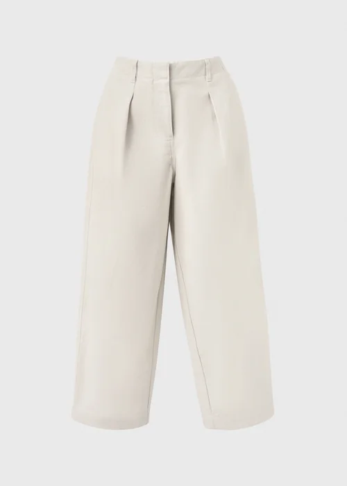Taupe Culotte Barrel Trousers - Size 8 Image 4