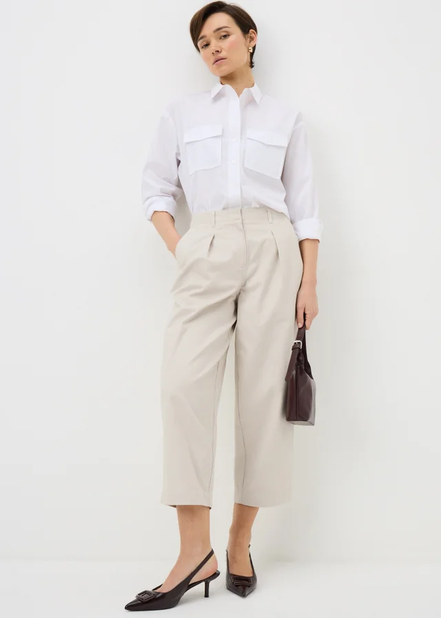 Taupe Culotte Barrel Trousers