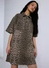 Brown Leopard Print Denim Mini Shirt Dress - 18 Image 3