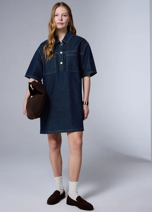Denim Pocket Mini Dress - 8 Image 1