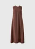 Brown Linen Rich Shift Midi Dress - 8 Image 4