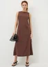 Brown Linen Rich Shift Midi Dress - 8 Image 1