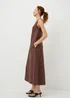 Brown Linen Rich Shift Midi Dress - 8 Image 2