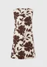 Brown Floral Linen Rich Shift Dress - 8 Image 4