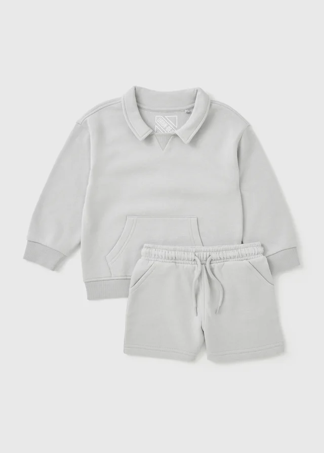 Boys Grey Collared Sweatshirt & Shorts Set (1-7yrs)