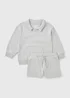 Boys Grey Collared Sweatshirt & Shorts Set (1-7yrs) - 1 to 1 half years Image 1
