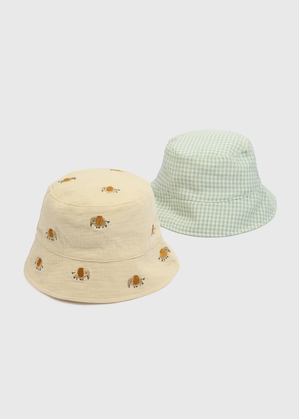 2 Pack Baby Multicolour Gingham Elephant Hats (Newborn-24mths) - Up to 1 Month Image 1