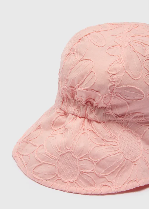 Baby Pink Floral Hat (Newborn-24mths) - Up to 1 Month Image 2