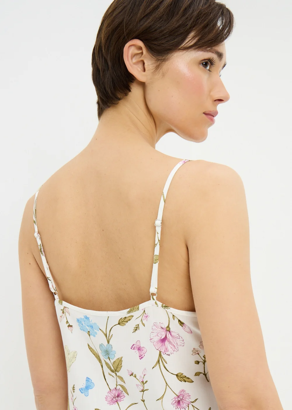 Cream Floral Cami Short Pyjama Set - Size 8 Image 2