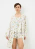 Cream Floral Viscose Dressing Gown - Size 8 Image 1