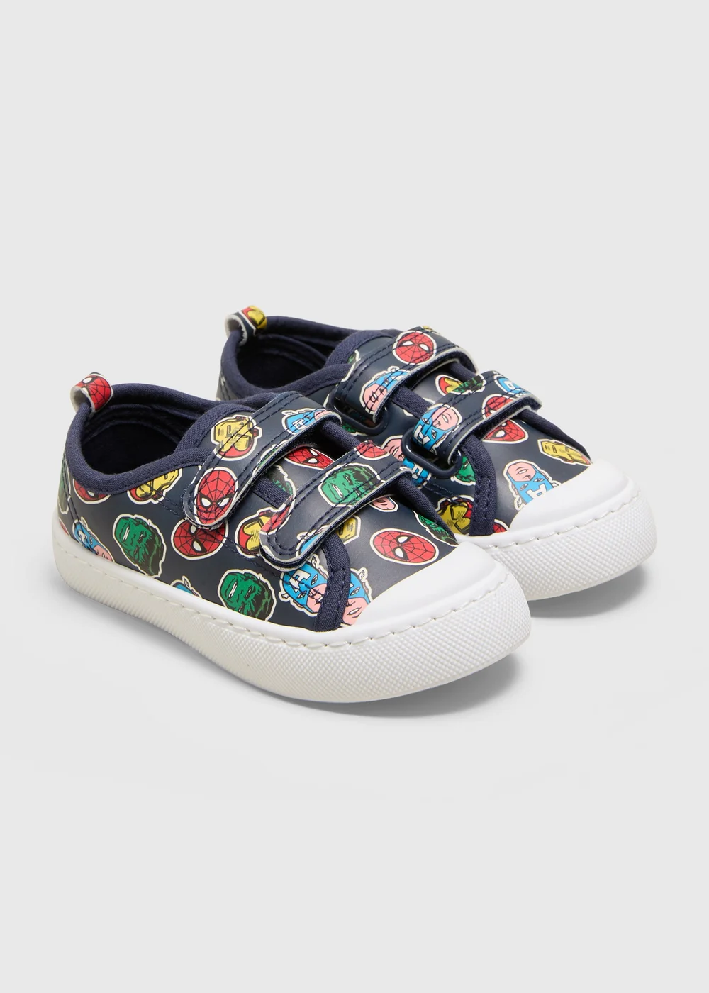 Navy Marvel Double Strap Trainers (Younger 4-12) - Size 4 Infants Image 1
