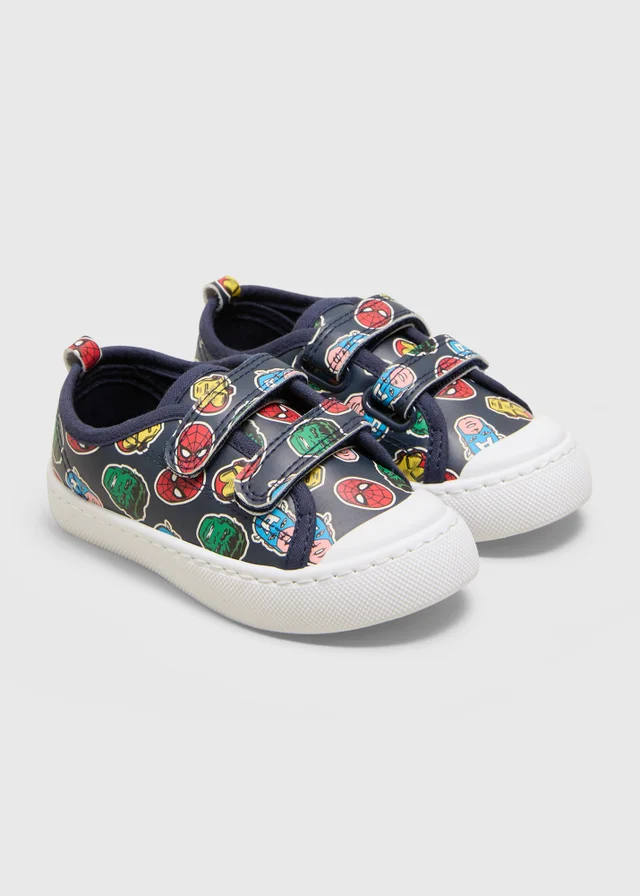 Navy Marvel Double Strap Trainers (Younger 4-12)