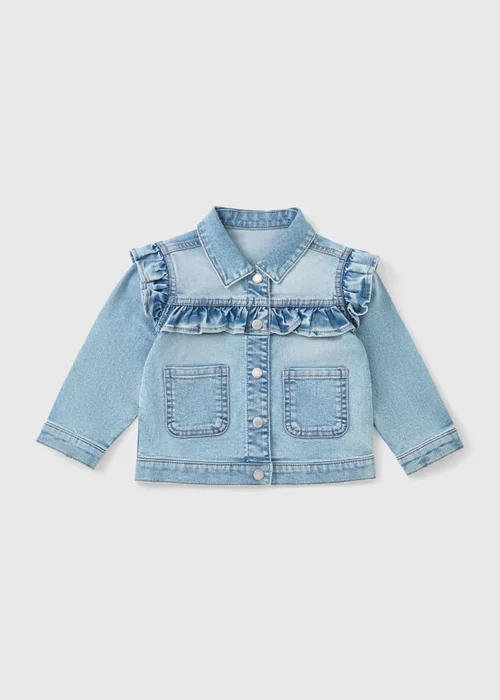 Girls Light Wash Frill Denim Jacket (1-7yrs) - 1 to 1 half years Image 1