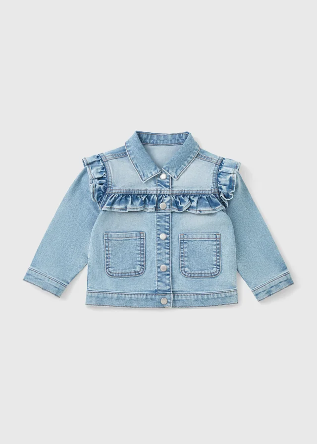 Girls Light Wash Frill Denim Jacket (1-7yrs)