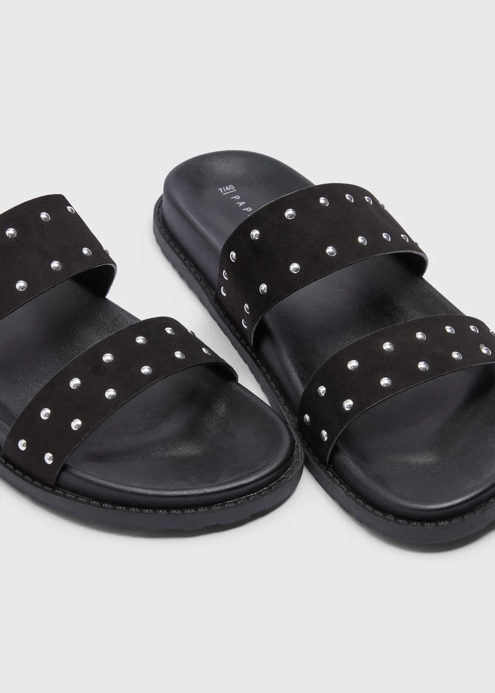 Black Faux Suede Stud Footbed Sandals - Size 6 Image 4