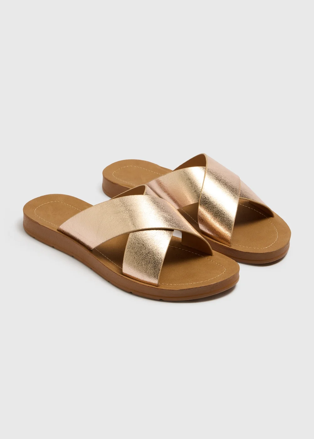Soleflex Gold Cross Strap Sandals - Size 3 Image 1