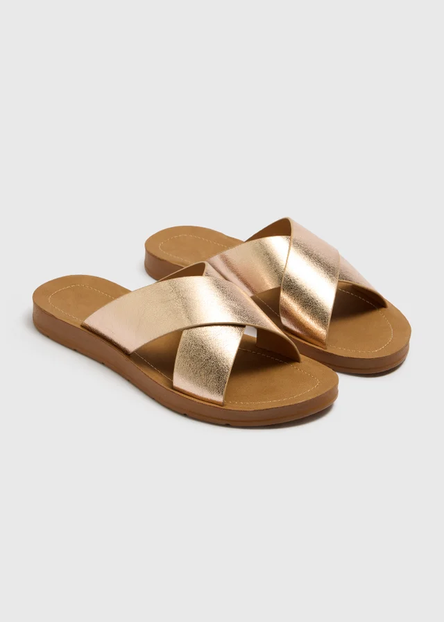 Soleflex Gold Cross Strap Sandals