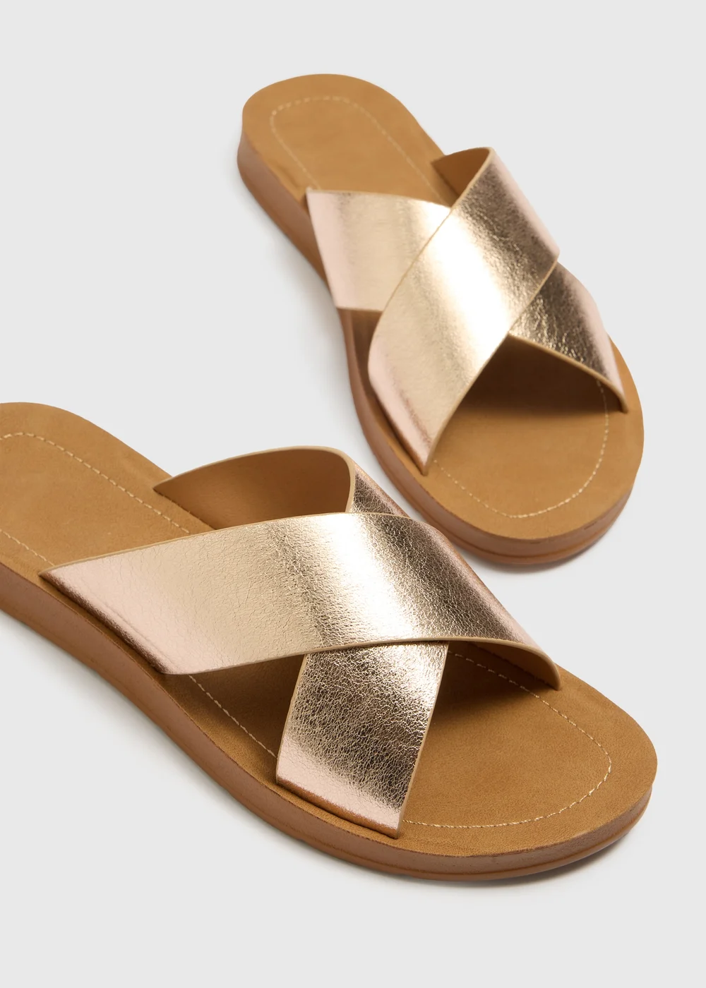 Soleflex Gold Cross Strap Sandals - Size 3 Image 2