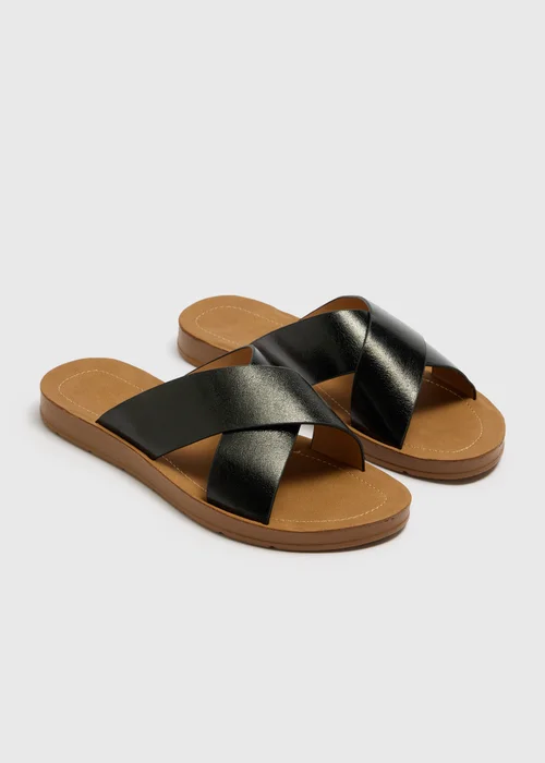 Soleflex Black Cross Strap Sandals - Size 3 Image 1
