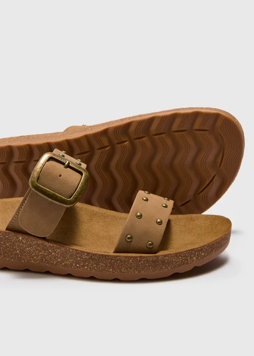 Soleflex Taupe Stud Flexi Footbed Sandals - 3 Image 2