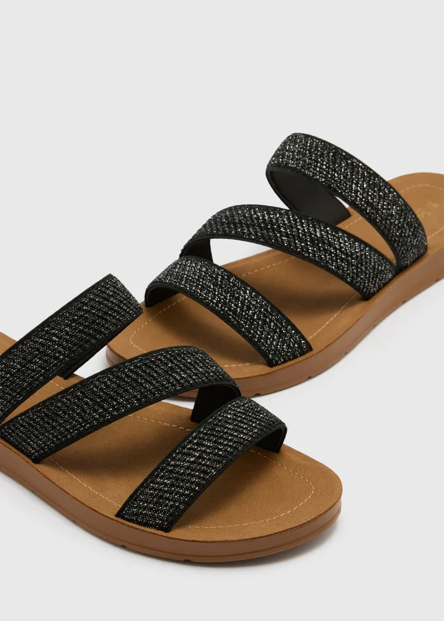 Soleflex Black Asymmetric Sandals