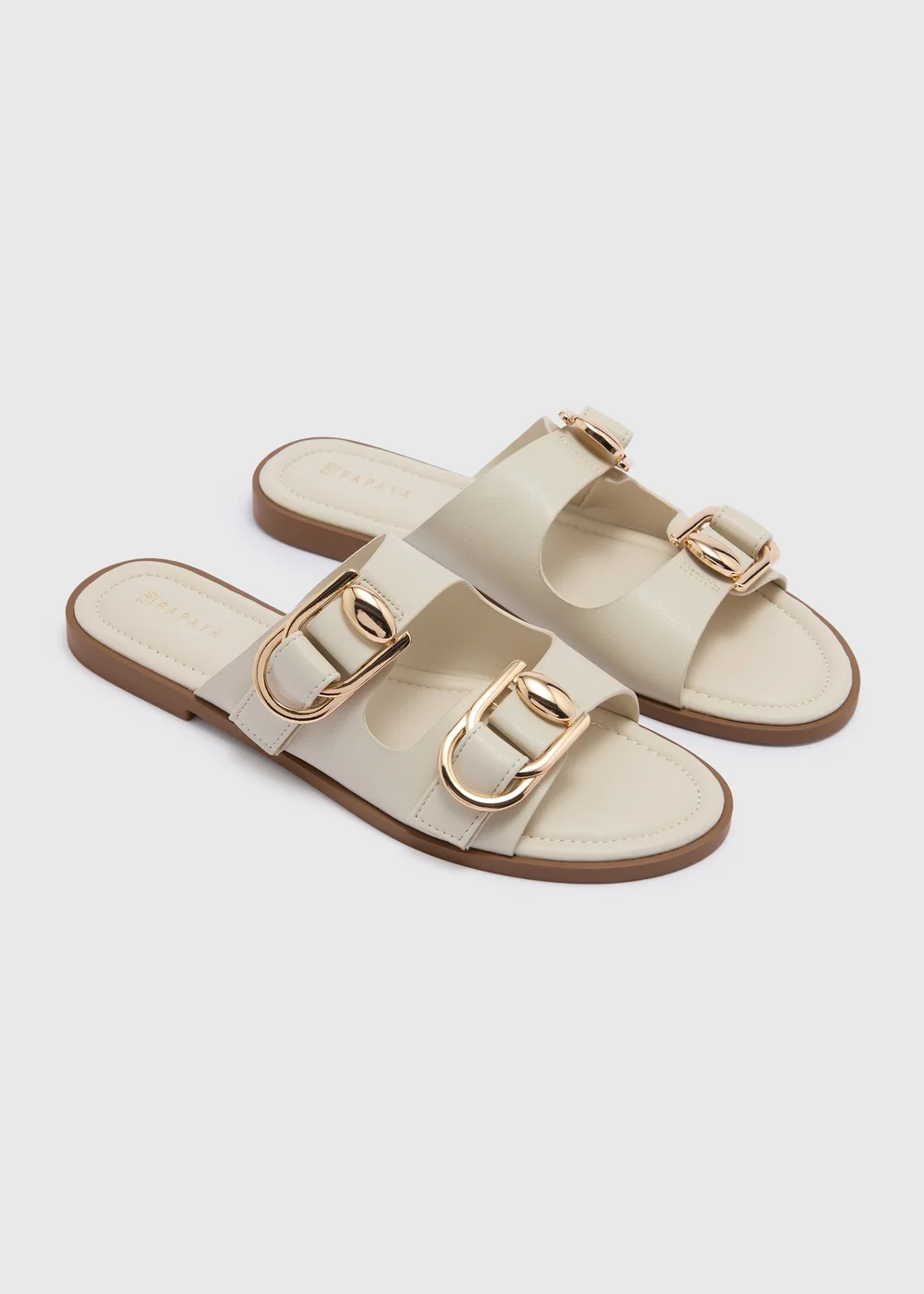 Stone Double Strap Buckle Sandals - 3 Image 1