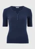 Navy Short Sleeve Henley T-Shirt - Size 8 Image 1