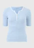 Blue Stripe Short Sleeve Henley T-Shirt - Size 8 Image 3