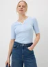 Blue Stripe Short Sleeve Henley T-Shirt - Size 8 Image 1