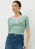 Green Stripe Short Sleeve Henley T-Shirt - Size 8 Image 1