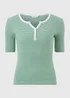 Green Stripe Short Sleeve Henley T-Shirt - Size 8 Image 4