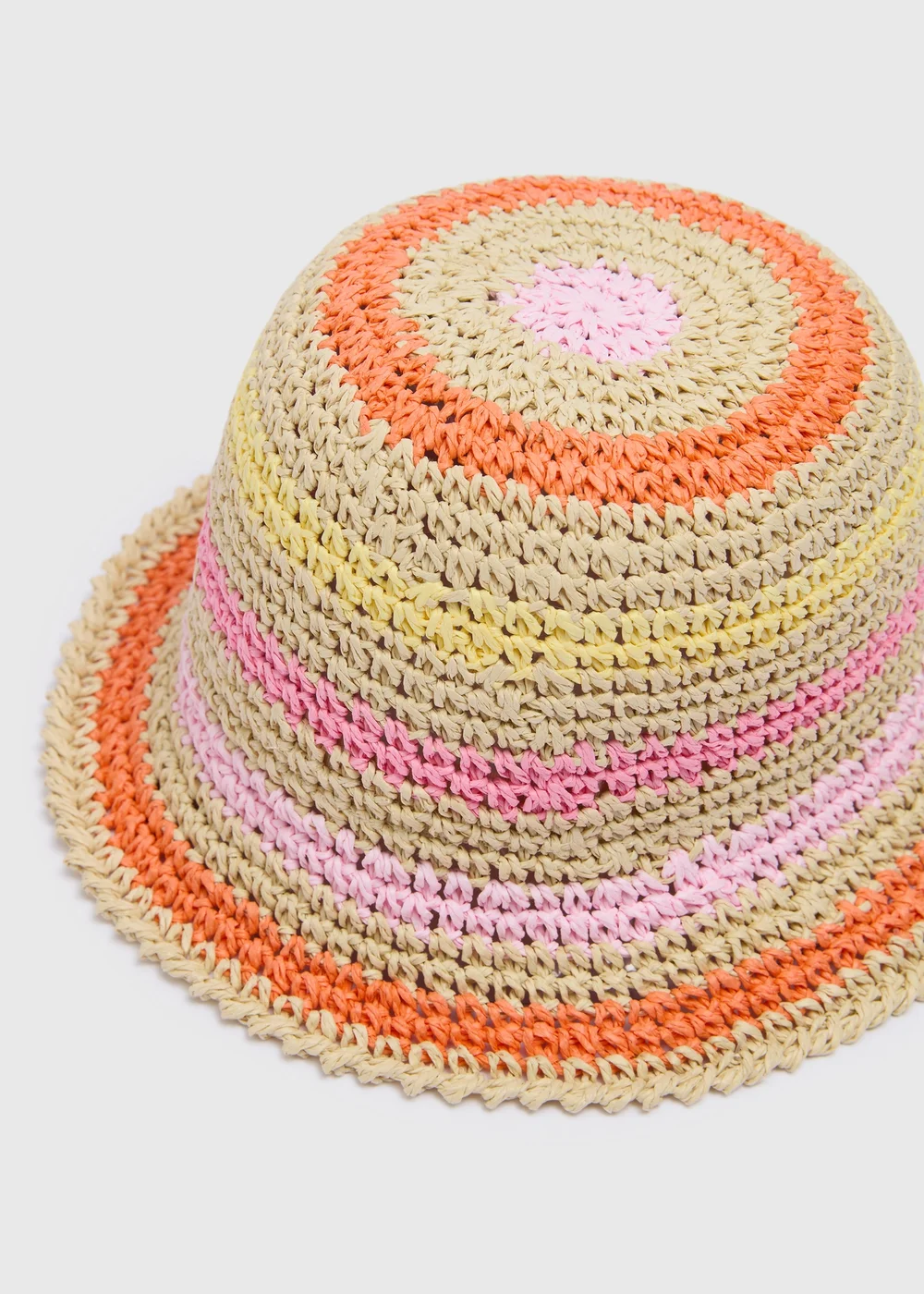 Girls Multicolour Stripe Straw Hat (3-13yrs) - Age 7-10 Years Image 2