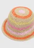 Girls Multicolour Stripe Straw Hat (3-13yrs) - Age 7-10 Years Image 2