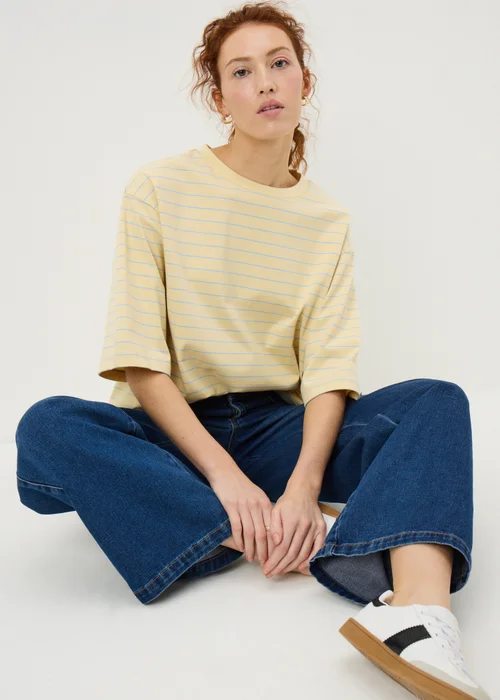 Yellow Stripe Boxy T-Shirt - Small Image 1