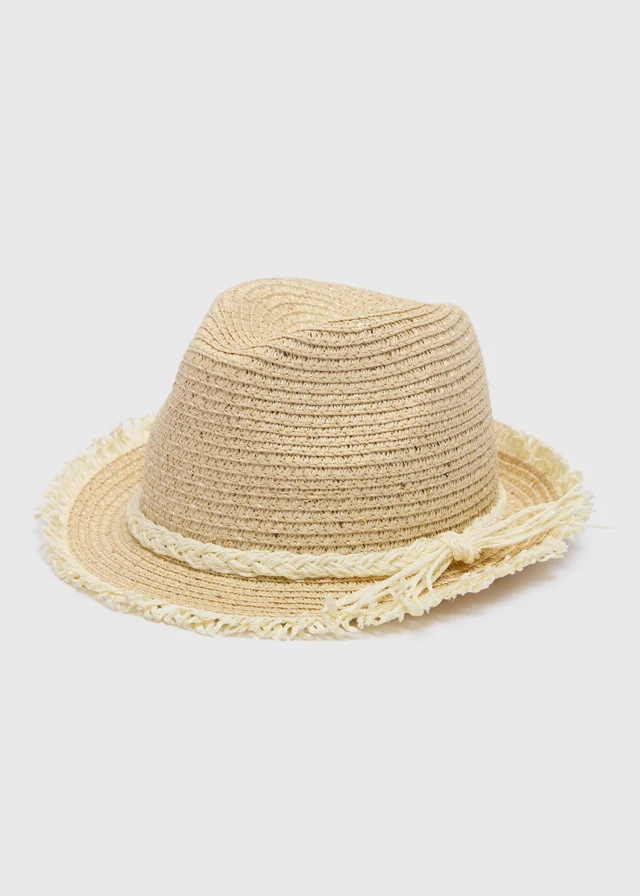 Girls Natural Straw Trilby Hat (3-13yrs)