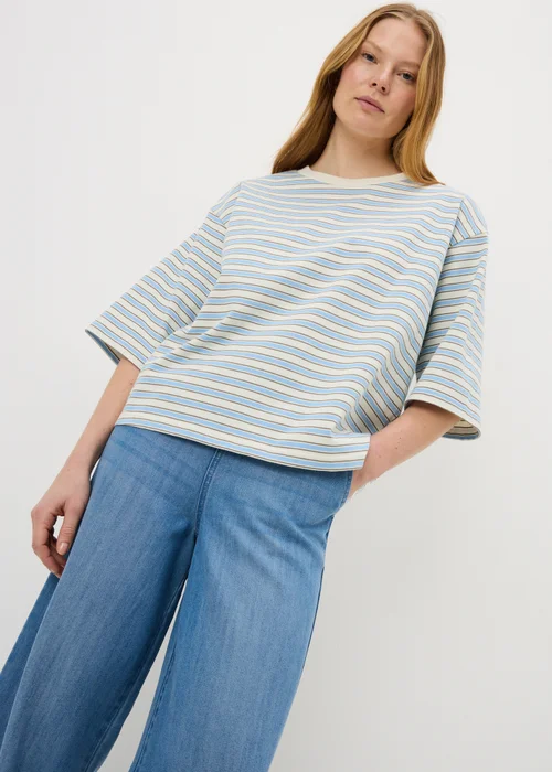 Blue Stripe Boxy T-Shirt - Small Image 1