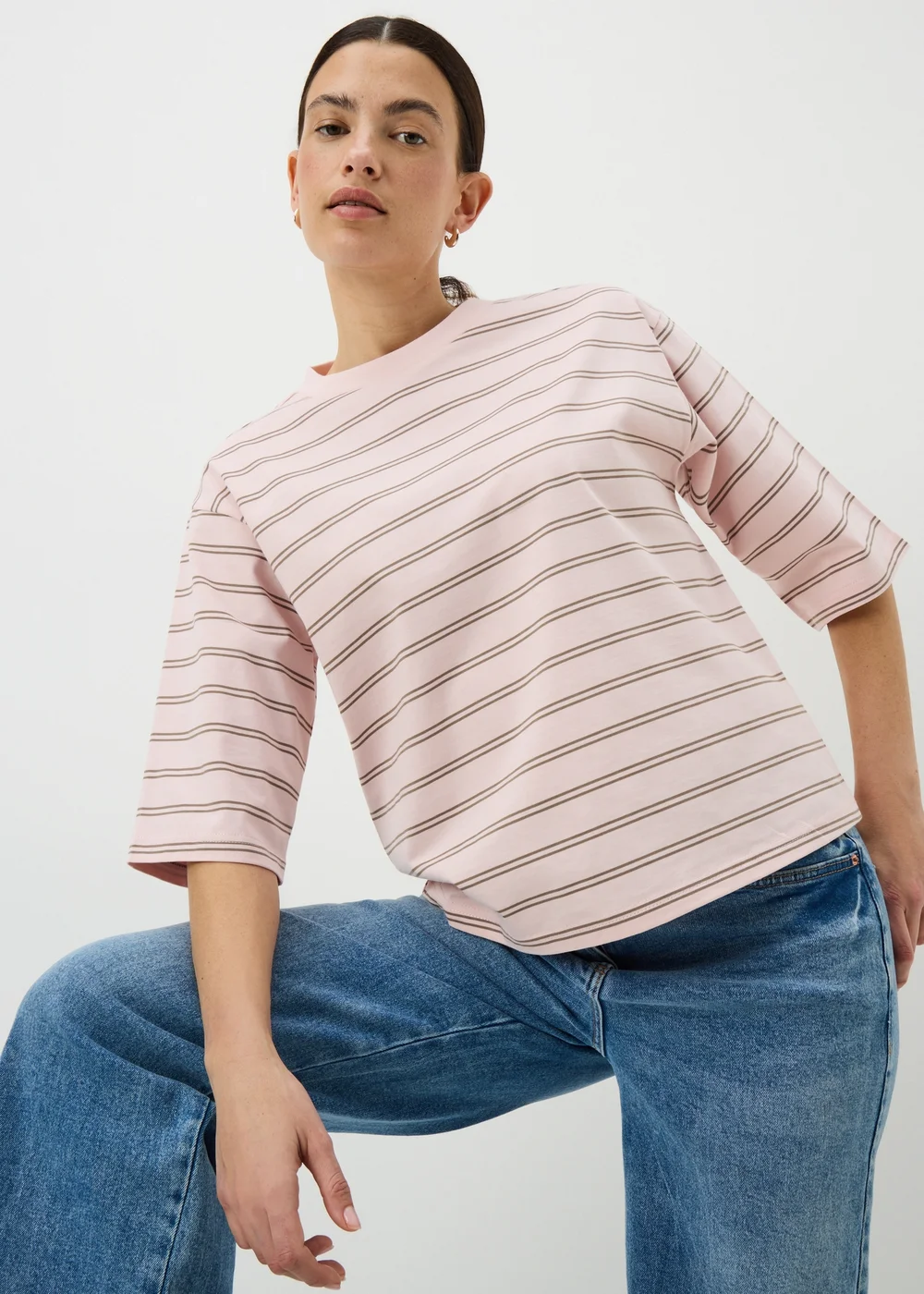 Pink Stripe Boxy T-Shirt - Small Image 1