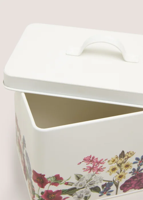 Cream Rectangle Floral Print Tin Image 2