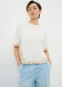 Cream Embroidered Boxy T-Shirt - Small Image 1