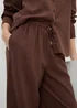 Chocolate Brown Linen Wide Leg Co Ord Trousers - Size 08 29 leg Image 2