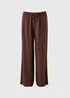 Chocolate Brown Linen Wide Leg Co Ord Trousers - Size 08 29 leg Image 4