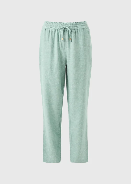 Chambray Green Linen Blend Tapered Trousers - Size 8 Image 4