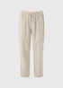 Oatmeal Linen Blend Tapered Trousers - Size 8 Image 4